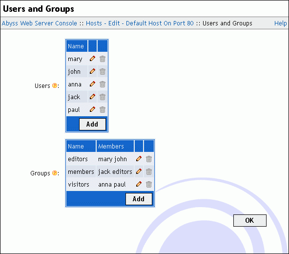 Users and Groups management