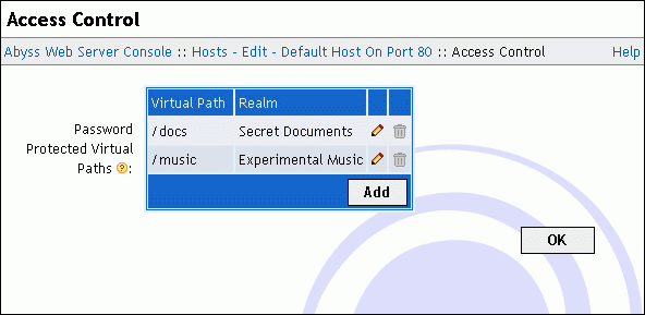 Access Control dialog