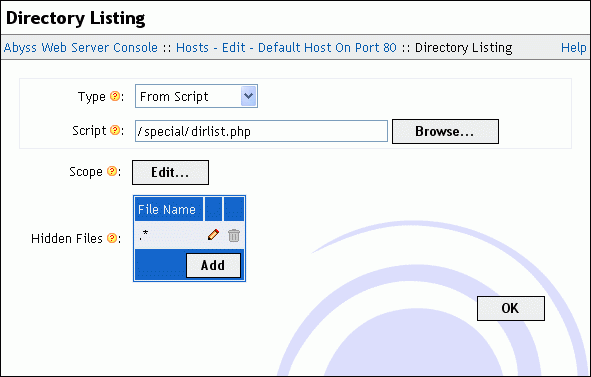 Directory Listing dialog