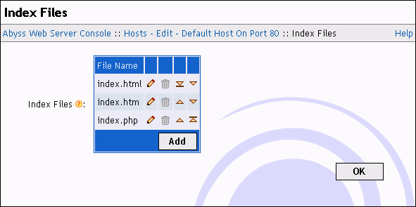Index Files dialog