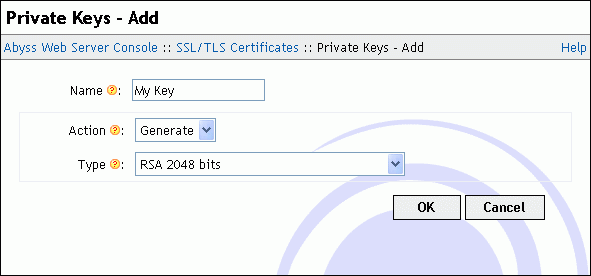 Private key generation dialog