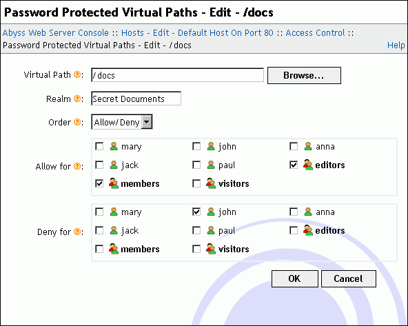 Path access dialog